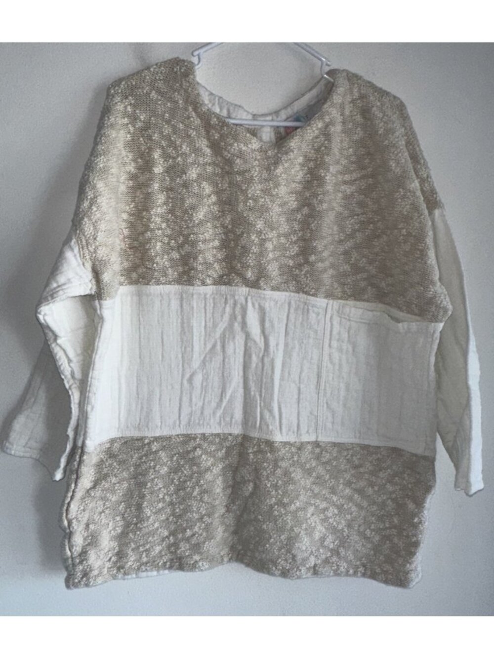 Free People FP Beach Womens Zephyr Sweater Tunic Sz M Beige Cream Oversized
